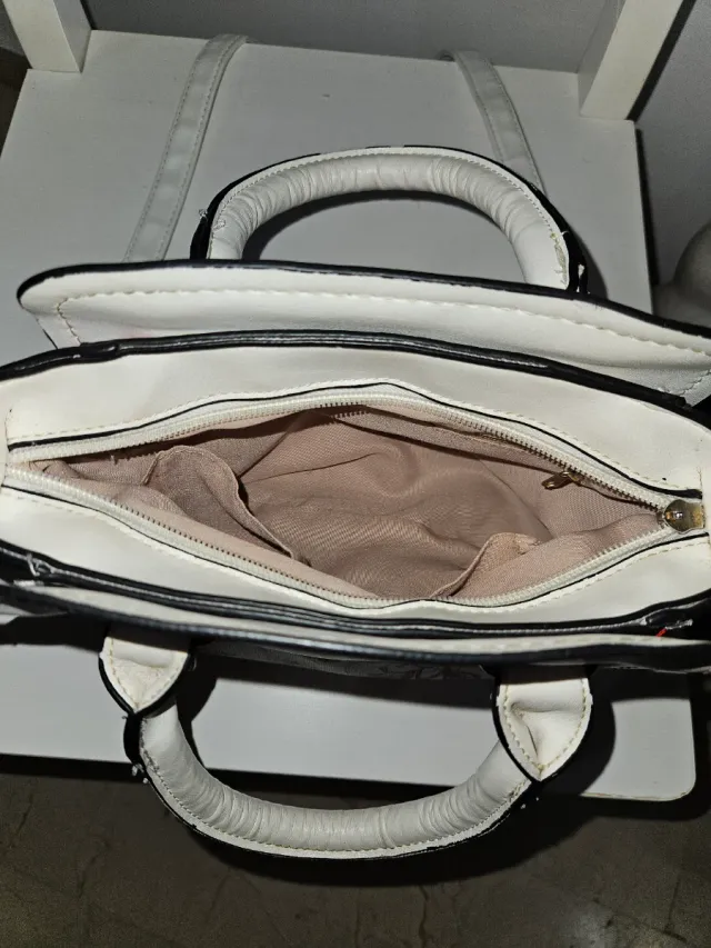 Bolso Cartera Blanco Flores