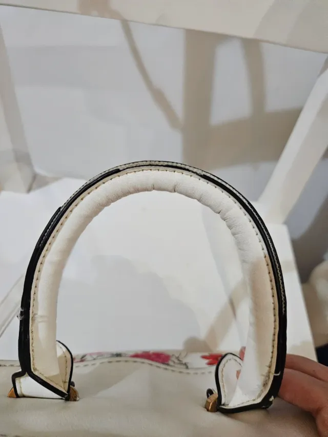 Bolso Cartera Blanco Flores