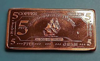 Lingotto 5 grammi Rame USA Collezione