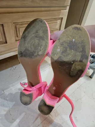 Sandalias Tacón Rosa Terciopelo