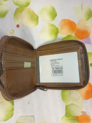 Cartera Piel Cremallera Marrón