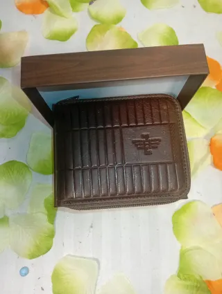 Cartera Piel Cremallera Marrón