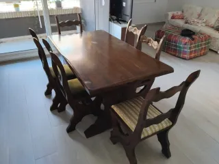 Mesa y 6 Sillas Rústicas Madera