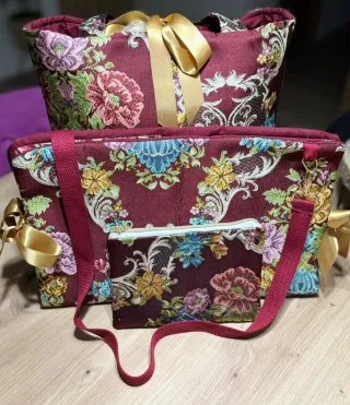 Bolso tote bag fallera, neceser, guardapelo