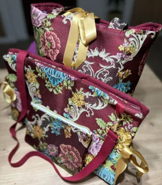 Bolso tote bag fallera, neceser, guardapelo