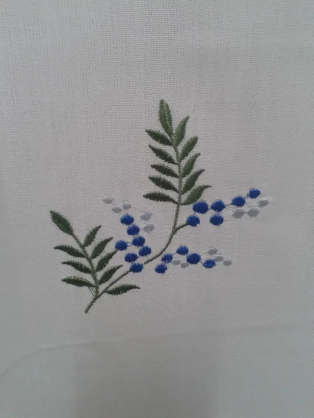 Cortine ricamate con fiori blu