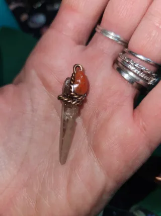 Péndulo Cuarzo lemuriano Ahumado y Cornalina