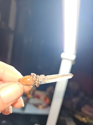 Péndulo Cuarzo lemuriano Ahumado y Cornalina