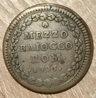 1/2 Baiocco 1755 ROM
