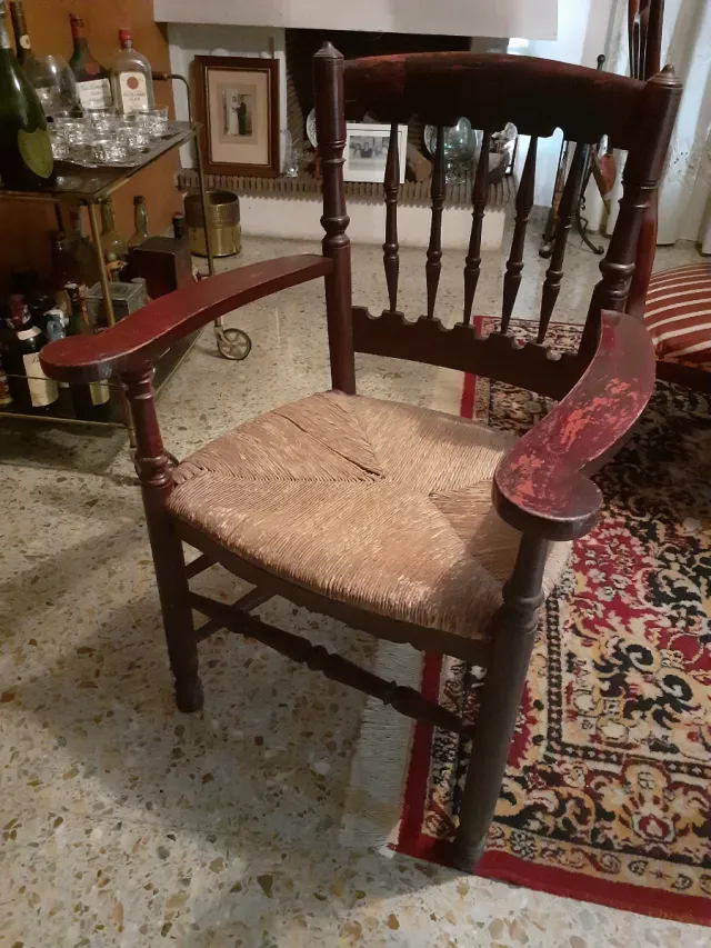 Sedia Tonet in legno e rattan