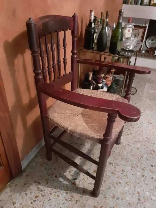 Sedia Tonet in legno e rattan