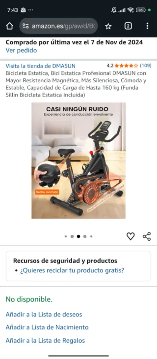 Bicicleta Estática Negra y Naranja