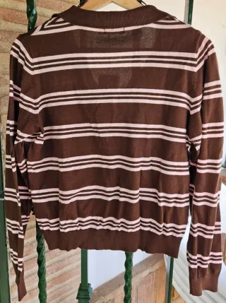 Jersey Stradivarius Rayas Marrón y Rosa Talla M