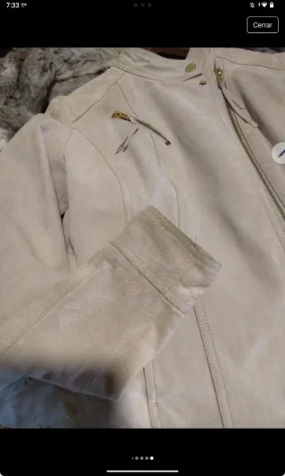 Chaqueta de piel beige Estilo Motero