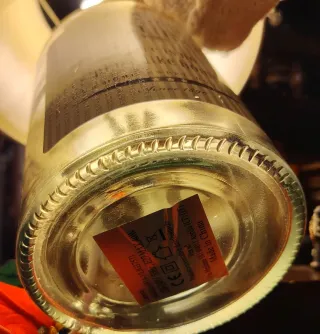 Lampada da tavolo in vetro e tessuto