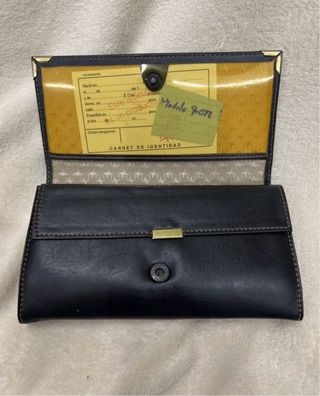 Cartera Retro Vintage de Piel Negra Mujer