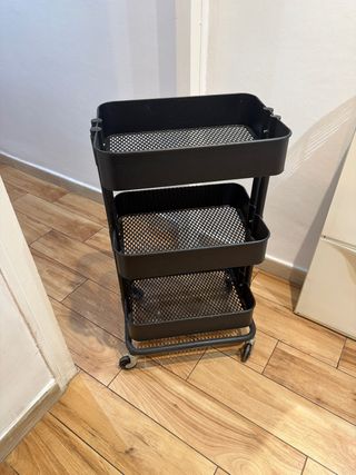 Carrito de cocina negro 3 estantes