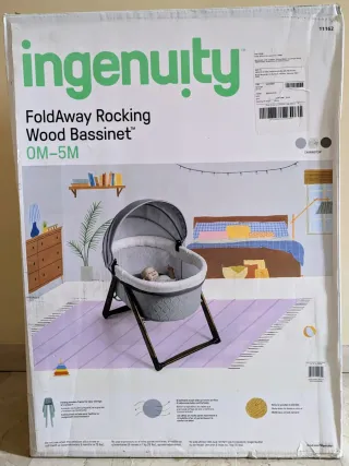 Ingenuity FoldAway Rocking Wood Bassinet OM-5M Car