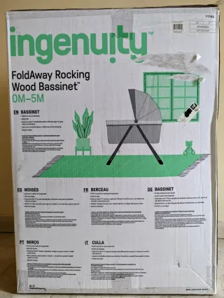 Ingenuity FoldAway Rocking Wood Bassinet OM-5M Car