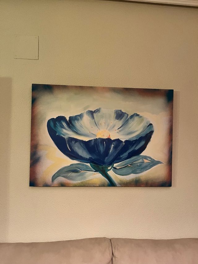 Quadro flor azul e marrom