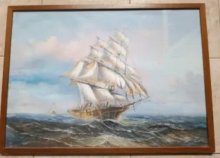 Quadro veliero in mare