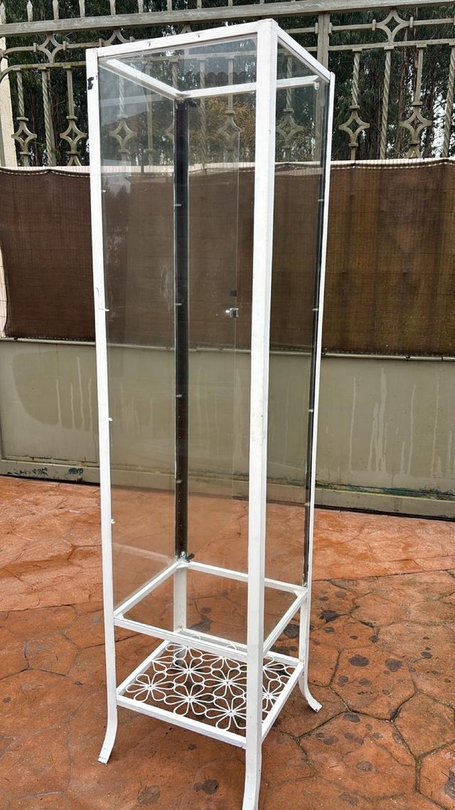 Vitrina expositora de cristal y metal