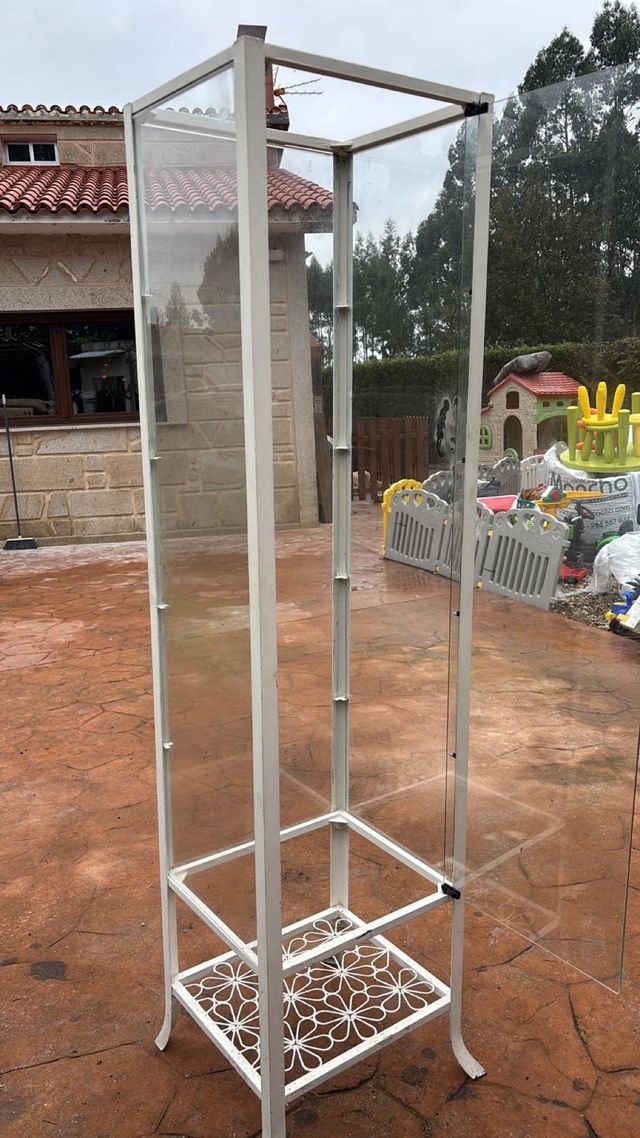 Vitrina expositora de cristal y metal