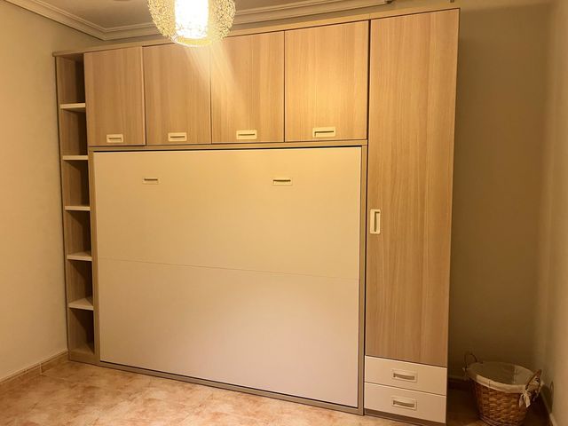 Mueble con cama abatible y estanterías