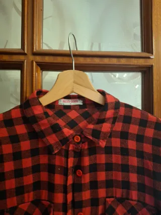 Camicia donna a quadri rossa e nera