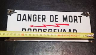 Placa esmaltada Peligro Muerte (FR/NL)