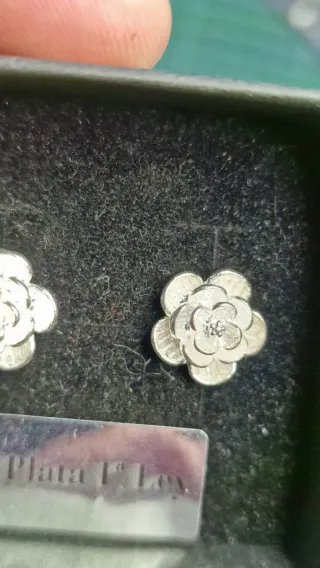 Pendientes flor plata 1ª Ley