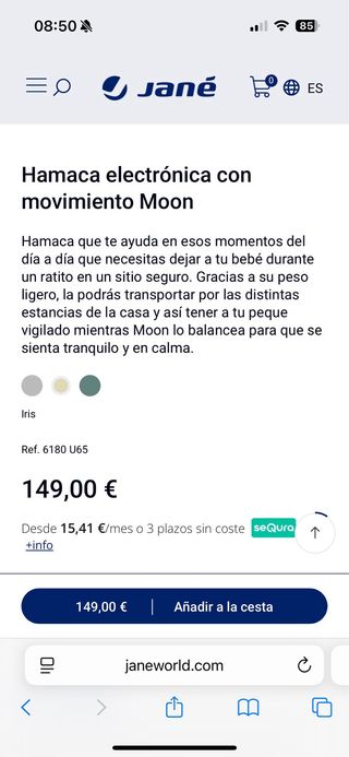 Hamaca eléctrica con movimiento JANE MOON