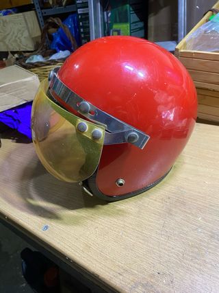 Casco Moto Vintage Años 50 Rojo
