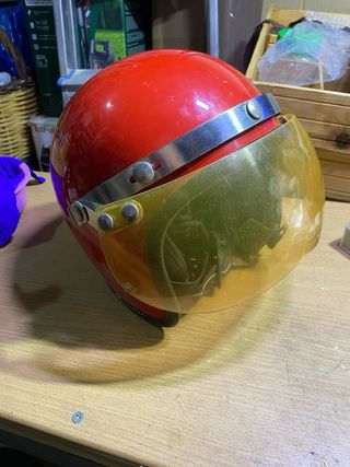Casco Moto Vintage Años 50 Rojo