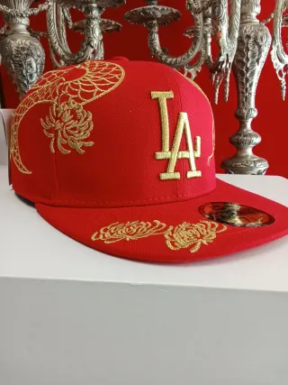 Gorra New Era 59Fifty LA Dorada Roja Talla 7.1/2
