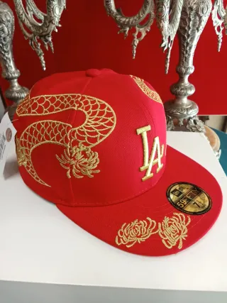Gorra New Era 59Fifty LA Dorada Roja Talla 7.1/2