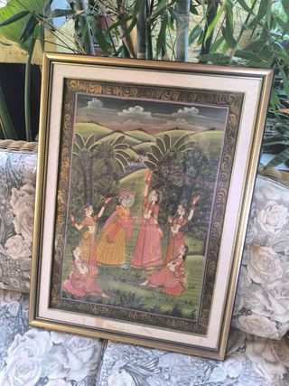 Cuadro Étnico Indio en Marco Dorado