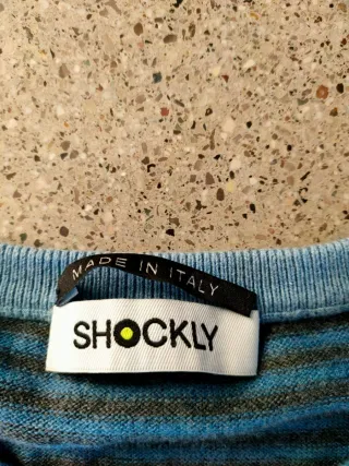 Maglione cotone Shockly blu e grigio