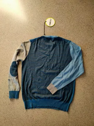 Maglione cotone Shockly blu e grigio