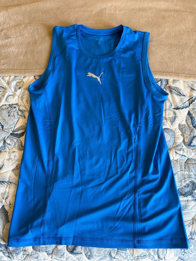 Puma canotta sportiva elasticizzata azzurra XL