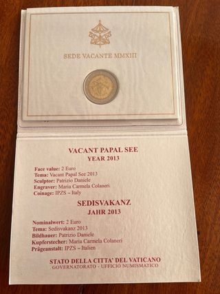 2 Euro Commemorativo Vaticano 2013 sede vacante