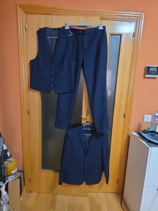 Traje de 3 piezas azul hombre