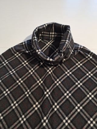 Poncho/Capa Cuadros Mujer Cuello Cerrado