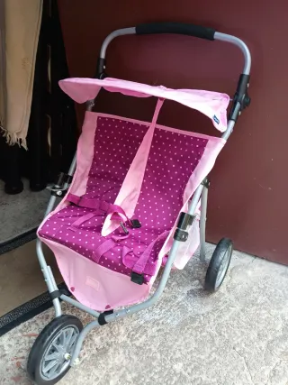 Carrito Gemelar Muñecas Rosa