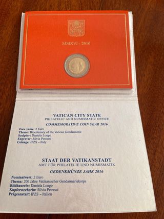 2 Euro Vaticano 2016 Commemorativo