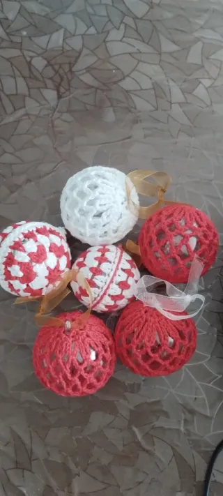Palline Natale Uncinetto Rosse e Bianche