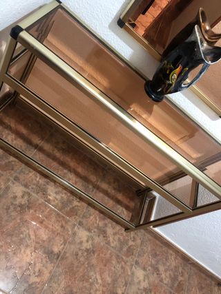 Recibidor cristal rosa y oro