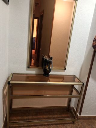 Recibidor cristal rosa y oro