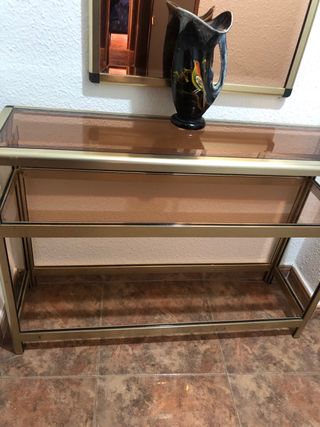 Recibidor cristal rosa y oro