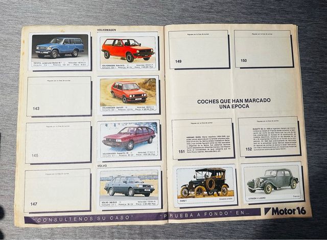 Álbum Coches Motor 16 Colección Cromos